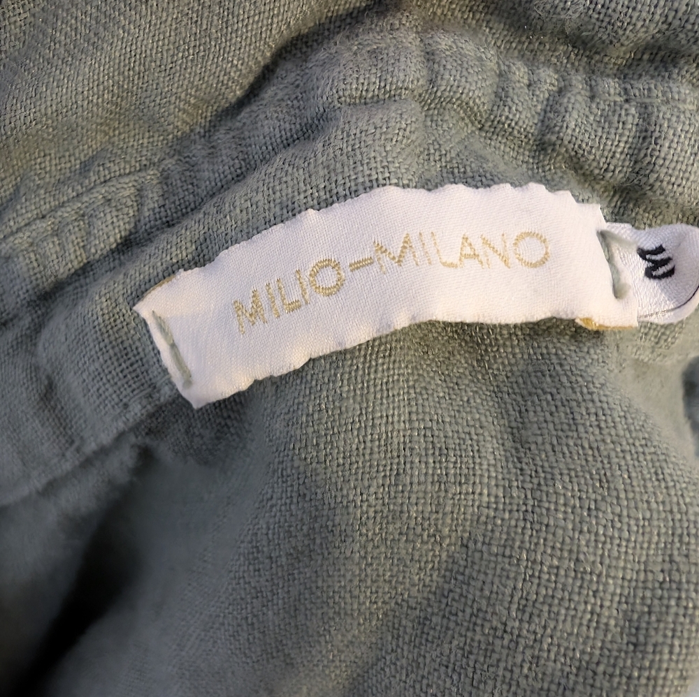 💘 Milio-Milano 100% Italian Linen Button Down Mid-Length Shirt Dress - Picture 4 of 5